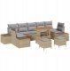 vidaXL Zestaw Sofy Ogrodowej na 10 elementów z Poduszkami Beżowy Polirattan Akacja, vidaXL 2-osobowa Sofa Ogrodowa z Poduszkami Beżowy Polirattan, vidaXL 3-elementowy Zestaw Jadalniany Ogrodowy z Poduszkami Beżowy Polirattan Akacja 1