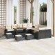 vidaXL 14-elementowy zestaw kanap ogrodowych z poduszkami Czarny Polirattan Akacja, 4-elementowy zestaw do jadalni ogrodowej z poduszkami Czarny Polirattan Akacja 1