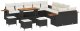 vidaXL 14-elementowy zestaw kanap ogrodowych z poduszkami Czarny Polirattan Akacja, 4-elementowy zestaw do jadalni ogrodowej z poduszkami Czarny Polirattan Akacja 2