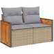 Zestaw Ogrodowy 8 Elementowy z Poduszkami Beżowy Poli Rattan Akacja, Sofa 2-osobowa Ogrodowa z Poduszkami Beżowy Poli Rattan, Zestaw Mebli Ogrodowych 3 Elementowy z Poduszkami Beżowy Poli Rattan Akacja 5