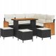 9-częściowy zestaw sof ogrodowych vidaXL z poduszkami czarny polirattan akacja, Sofa dwuosobowa vidaXL z poduszkami czarna polirattanowa, 4-częściowy zestaw jadalny vidaXL z poduszkami czarny polirattan akacja 1