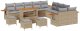 14-częściowy zestaw sof ogrodowych vidaXL z poduszkami Beżowy Polirattan Akacja, 4-częściowy zestaw jadalniany vidaXL z poduszkami Beżowy Polirattan Akacja 2
