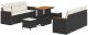 vidaXL 9-częściowy zestaw sofy ogrodowej z poduszkami czarny polirattan akacja, vidaXL 3-częściowy zestaw jadalny ogrodowy z poduszkami czarny polirattan akacja 2