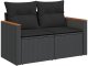 vidaXL 9-częściowy zestaw sof ogrodowych z poduszkami Czarny Polirattan Akacja, vidaXL 4-częściowy zestaw jadalny do ogrodu z poduszkami Czarny Polirattan Akacja 6