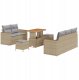 8-częściowy zestaw sofy ogrodowej z poduszkami Beżowy Polirattan Akacja, 3-częściowy zestaw jadalniany ogrodowy z poduszkami Beżowy Polirattan Akacja 1