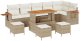 vidaXL Zestaw Sof Ogrodowych 9-częściowy z Poduszkami Beżowy Polirattan Akacja, Zestaw Sof Ogrodowych 3-częściowy z Poduszkami Beżowy Polirattan Akacja 2