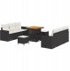 Zestaw Sofowy 9 częściowy vidaXL z poduszkami czarny polirattan akacjowy, Zestaw jadalny 3 częściowy vidaXL z poduszkami czarny polirattan akacjowy 1