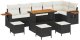 vidaXL Zestaw Sofy Ogrodowej 9 Części z Poduszkami Czarny Polirattan Akacja, Zestaw Jadalni 3 Części z Poduszkami Czarny Polirattan Akacja 2