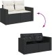 11-elementowy Zestaw Sofy Ogrodowej z Poduszkami Czarny Polirattan Akacja, 3-elementowy Zestaw Stołu Jadalnego Ogrodowego z Poduszkami Czarny Polirattan Akacja 10