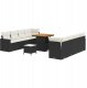 vidaXL Zestaw Sofy Ogrodowej 11 Elementów z Poduszkami Czarny Polirattan Akacja, Zestaw Jadalny Ogrodowy 3 Elementy z Poduszkami Czarny Polirattan Akacja 1
