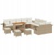 Zestaw narożników ogrodowych vidaXL 14-częściowy z poduszkami Beżowy Polirattan Akacja, Zestaw jadalny vidaXL 4-częściowy z poduszkami Beżowy Polirattan Akacja 1