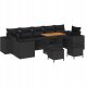 vidaXL Zestaw Sofy Ogrodowej 10 Części z Poduszkami Czarny Rattan Akacja, vidaXL 3 Częściowy Zestaw Jadalny Ogrodowy z Poduszkami Czarny Rattan Akacja 1