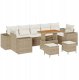 vidaXL Zestaw sof ogrodowych 10 elementów z poduszkami Beżowy z polirattanu i akacji, Zestaw do jadalni na zewnątrz 3 elementy z poduszkami Beżowy z polirattanu i akacji 1