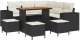 vidaXL 8-częściowy zestaw sof ogrodowych z poduszkami czarny Poli Rattan Akacja, 3-częściowy zestaw do jedzenia na świeżym powietrzu z poduszkami czarny Poli Rattan Akacja 2