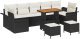 vidaXL 10-częściowy zestaw kanap ogrodowych z poduszkami czarno-polirattanowymi z akacji, 2-osobowa kanapa ogrodowa z miejscem do przechowywania i poduszkami czarno-polirattanowymi, 3-częściowy zestaw jadalny ogrodowy z poduszkami czarno 2