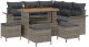 vidaXL 9 Częściowy Zestaw Sof Ogrodowych z Poduszkami Szary Polirattan Akacja, Sofa Ogrodowa 2-osobowa z Przechowalnią i Poduszkami Szary Polirattan, 4 Częściowy Zestaw Jadalniany Ogrodowy z Poduszkami Szary Polirattan Akacja 2