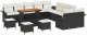 vidaXL 13-częściowy zestaw sof ogrodowych z poduszkami czarny polirattan akacja, vidaXL 2-osobowa sofa ogrodowa z przechowywaniem i poduszkami czarny polirattan, vidaXL 3-częściowy zestaw do jadalni ogrodowej z poduszkami czarny polirattan akacja 2