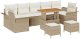 vidaXL Zestaw sof ogrodowych 10 elementów z poduszkami, beżowy, polirattan, akacja, Sofa ogrodowa 2-osobowa z szufladą i poduszkami, beżowy, polirattan, Zestaw jadalny ogrodowy 3-elementowy z poduszkami, beżowy, polirattan, akacja 2