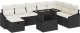 vidaXL Zestaw 9-częściowy sofy ogrodowej z poduszkami czarny polirattan 2