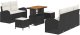 vidaXL Zestaw 8-częściowych sof ogrodowych z poduszkami czarny polirattan akacja, 2-osobowa sofa ogrodowa z miejscem do przechowywania i poduszkami czarny polirattan, 3-częściowy zestaw jadalny ogrodowy z poduszkami czarny polirattan aka 2