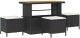 Zestaw sofa ogrodowa 12-elementowy z poduszkami czarny polirattan akacjowy, Sofa ogrodowa 2-osobowa z miejscem na przechowanie i poduszkami czarny polirattan, Zestaw do jedzenia w ogrodzie 3-elementowy z poduszkami czarny polirattan akacjowy 6