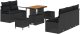 vidaXL 8 Elementowy Zestaw Sof Ogrodowych z Poduszkami Czarny Polirattan Akacja, Sofa Ogrodowa 2-osobowa z Przechowalnią i Poduszkami Czarny Polirattan, 3 Elementowy Zestaw Stołu Jadalnego Ogrodowego z Poduszkami Czarny Polirattan Akacja 2