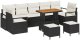 vidaXL 10-częściowy zestaw sof ogrodowych z poduszkami czarny polirattan akacja, vidaXL 2-osobowa sofa ogrodowa z miejscem do przechowywania czarny polirattan, vidaXL 3-częściowy zestaw jadalny ogrodowy z poduszkami czarny polirattan akacja 2
