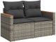 12-częściowy zestaw sof ogrodowych z poduszkami w szarym rattanem syntetycznym, 3-częściowy zestaw jadalny ogrodowy z poduszkami w szarym rattanem syntetycznym 6