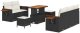 vidaXL 8-częściowy zestaw sofa ogrodowa z poduszkami czarny polirattan akacja, vidaXL 3-częściowy zestaw do jadalni ogrodowej z poduszkami czarny polirattan akacja 2
