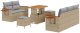 vidaXL 8-częściowy zestaw sofy ogrodowej z poduszkami Beżowy Polirattan Akacja, 3-częściowy zestaw jadalniany na zewnątrz z poduszkami Beżowy Polirattan Akacja 2