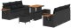 vidaXL 9-częściowy Zestaw Sofowy Ogrodowy z Poduszkami Czarny Polirattan Akacja, vidaXL 3-częściowy Zestaw Stołowy Ogrodowy z Poduszkami Czarny Polirattan Akacja 2