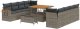 Zestaw 11-częściowy sofy ogrodowej z poduszkami Szary Polirattan Akacja, Zestaw 3-częściowy do lunchu na zewnątrz z poduszkami Szary Polirattan Akacja 2
