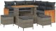 vidaXL Zestaw Sofy Ogrodowej 8 elementów z poduszkami Szary Polirattan Akacja, Zestaw Stołowy 3 elementy z poduszkami Szary Polirattan Akacja 2
