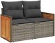 vidaXL Zestaw Sofy Ogrodowej 8 elementów z poduszkami Szary Polirattan Akacja, Zestaw Stołowy 3 elementy z poduszkami Szary Polirattan Akacja 6