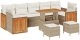 Zestaw 10-elementowy Sofy Ogrodowej z Poduszkami Beżowy Polirattan Akacja, Zestaw 3-elementowy jadalny z Sofy Ogrodowej z Poduszkami Beżowy Polirattan Akacja 2