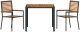 vidaXL Zestaw jadalniany 3-częściowy czarny polirattan akacja, Składane krzesła ogrodowe z poduszkami 2 sztuki czarny polirattan (3365434) 7