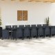 Zestaw jadalniany do ogrodu vidaXL 17 elementów z poduszkami Antracytowy Rattan syntetyczny, Stół ogrodowy vidaXL Antracytowy 250x100x73 cm Rattan syntetyczny, Stół ogrodowy vidaXL Antracytowy 150x100x73 cm Rattan syntetyczny, Krzesła ogrodowe vidaX 2