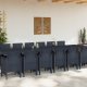vidaXL 15-częściowy zestaw do jadalni w ogrodzie z poduszkami antracytowy rattan polipropylenowy, Stół ogrodowy vidaXL antracytowy 250x100x73 cm polirattan, Stół ogrodowy vidaXL antracytowy 150x100x73 cm polirattan, Krzesła ogrodowe vidaXL z podusz 1
