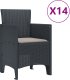 vidaXL 15-częściowy zestaw do jadalni w ogrodzie z poduszkami antracytowy rattan polipropylenowy, Stół ogrodowy vidaXL antracytowy 250x100x73 cm polirattan, Stół ogrodowy vidaXL antracytowy 150x100x73 cm polirattan, Krzesła ogrodowe vidaXL z podusz 3