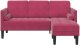 vidaXL Kanapa 3-osobowa z chaise longue w kształcie L w kolorze czerwonego wina 160 cm z aksamitnego materiału 4