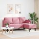 vidaXL Sofa 3-osobowa  z chaise longue w kształcie L, jasnoróżowa, 160 cm, welurowa 3