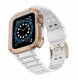 Pasek z etui ochronnym Protect Strap Band do Apple Watch 38 / 40 / 41 mm opaska obudowa pancerna - biały, różowe złoto 2