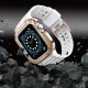 Pasek z etui ochronnym Protect Strap Band do Apple Watch 38 / 40 / 41 mm opaska obudowa pancerna - biały, różowe złoto 6