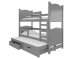 Dviaukštė lova Adrk Furniture Leticia, 180x75/172x75 cm, pilka 1