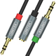 Kabel Unitek Jack 3.5mm - Jack 3.5mm x2 0.2m srebrny (Y-C957ABK) 3