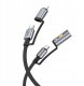 HOCO kabel All-in-one Typ C / Lightning do Typ C / Zapalniczka samochodowa PD 3A 60W U138 1,2 m szary 2