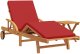 vidaXL Leżak słoneczny z poduszką i stołem w czerwonym drewnie akacjowym, Składany leżak z kółkami i poduszką w czerwonym drewnie akacjowym 2