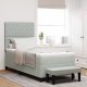vidaXL vidaXL Łóżko Box Spring z Materacem & Ławką Jasnoszary 100x200 cm Aksamit 1