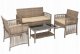 Zestaw mebli ogrodowych Sofa 2 fotele i stolik Metalowe beżowe 1