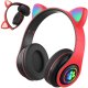 Słuchawki bezprzewodowe bluetooth radio fm mp3 kocie uszy podświetlenie led 1